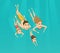 Family swimming underwater