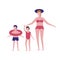 Family in swimsuits on beach vector icons