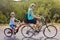 Family on a tandem bicycle ride