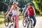 Family With Teenage Children On Cycle Ride In Countryside