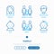 Family thin line icons set: mother, father, newborn, son, daughter. Vector illustration