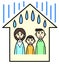 A family of three confused by leaking of rain