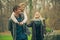 Family of three in park