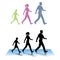 Family of Three Walking