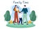 Family Time of Joyful Parents and Children Spending Time Together at Park Doing Various Relaxing Activities in Cartoon Flat