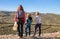 Family tourist looking at olive tree agriculture