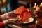 Family tradition Hand receiving red envelopes, symbolizing Chinese New Year