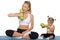 Family trains the weights of green apples