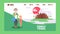 Family travel banner web design vector illustration. Grandfather walking with grandgaughter taking photos of famous