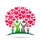 Family tree logo, family, parent, kids, red heart, love, parenting, care, symbol icon design vector on white background