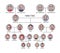 Family tree, pedigree or ancestry chart template. Cute men`s and women`s portraits in circular frames connected by lines