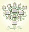 Family tree with photo frames vector illustration. Parents and children pictures, dynasty of generations