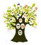 Family tree with relatives portraits for generations. Vector graphic illlustration