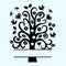 Family tree silhouette monogram vector illustration. Black color tree. Paper tree design. Family concept