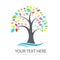 Family tree water wave icon logo template.