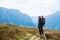 Family on a trekking day in the mountains. Mangart, Julian Alps, National Park, Slovenia, Europe.