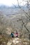 Family trekking on mountain Bear