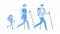 Family trip. Hiking trekking, mom dad daughter lead healthy lifestyle. People walk in nature vector illustration