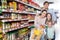 Family with two daughters shopping