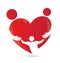 Family union in a heart shape logo