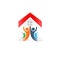 Family unity happy people hands up new home concept icon vector image design