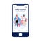 Family vacation smartphone app poster template on phone screen