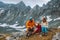 Family vacations in mountains travel adventure parents hiking with kid camping outdoor