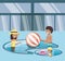 Family vacations in pool icon vectorilustration water