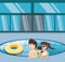 Family vacations in pool icon vectorilustration water