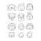 Family vector icons set in thin line style. Happy faces set. Family. Grandparents, mother, father, children and pets