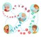Family vector illustration flat style people online social media communications.