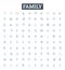 Family vector line icons set. kinship, relatives, clan, folks, lineage, descendants, progeny illustration outline