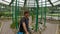 Family visiting the cacti, cactus zone in a botanical garden of Pennang, Malaysia