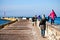 Family walk on Darlowo pier