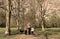 Family walk in the park (sepia)
