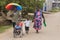 Family walking at Gizo city, Solomon Island.