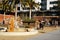 A family walks their dog in Jack London Square,