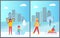 Family Winter Activities City Vector Illustration