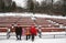 Family on winter bench