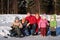 Family in wood in winter