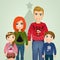 Family with wool sweaters for Christmas