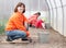 Family works in greenhouse