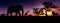 Famous african animals sunset silhouettes. Travel, wildlife and environment concept