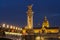 The famous Alexandre III bridge in the evening, Paris.