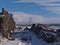 Famous AlmannagjÃ¡ gorge in Ãžingvellir national park, Golden Circle, Iceland, a crack of Mid-Atlantic Ridge with steep cliffs.