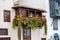 Famous ancient colorful balconies decorated with flowers. Santa Cruz - capital city of the island of La Palma, Canary Islands,