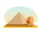 The famous ancient Egyptian pyramid of Cheops and the Sphinx.