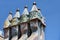 The famous architect GaudÃ¬ Â­ treated rooftop chimneys like pieces of art on the rooftop of the house Casa Batllo on Barcelona