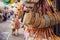 Famous Balinese rattan eco bags in a local souvenir market in Bali, Indonesia