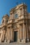 The famous baroque cathedral of Noto in sunset. View from belltower of St. Charles Church. Sicily, Italy